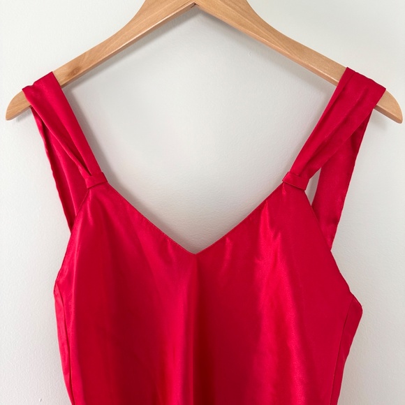 Victoria's Secret  Red Satin Slip Dress with Side Ruffle - Picture 2 of 10